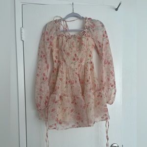 Cider Floral Ruffle Halter Mini Dress